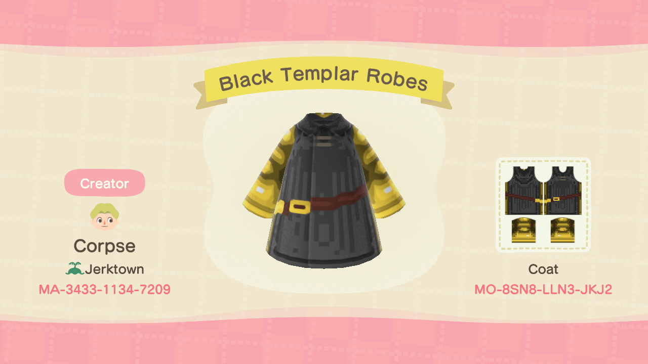 An outfit for Balk Fenzol. It is titled 'Black Templar Robes.'