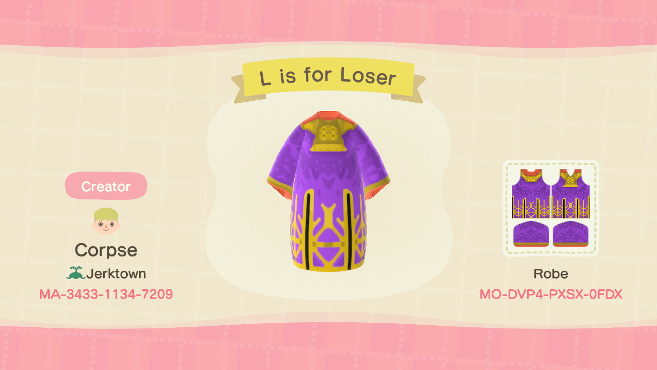 An outfit for Bestrada Larg. It is titled 'L is for Loser.'