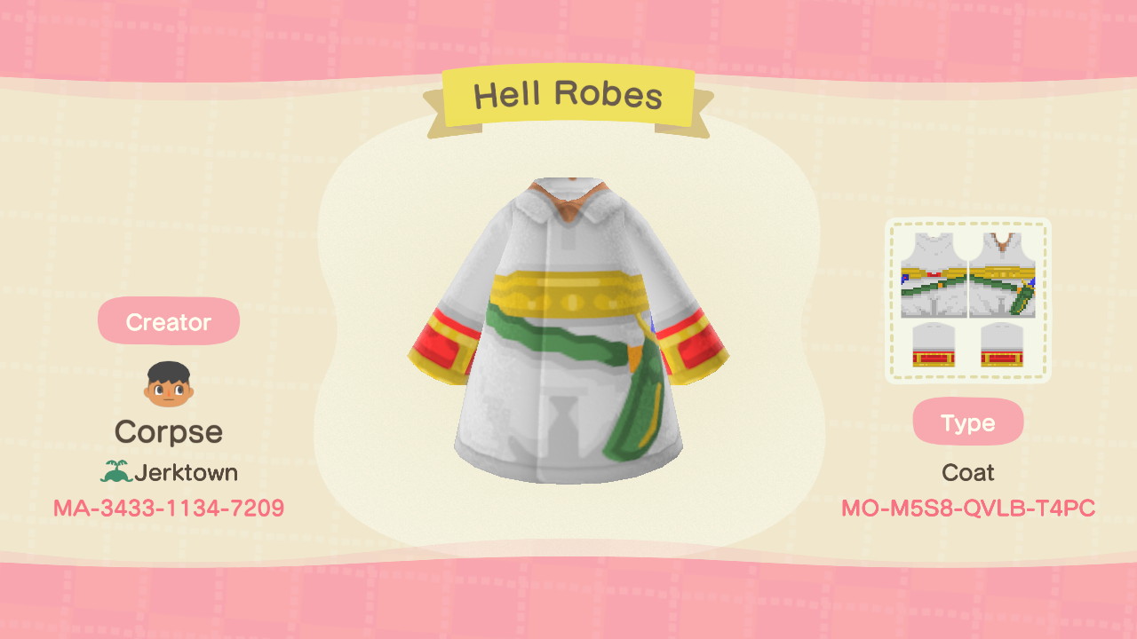 An outfit for Malak Galthana. It is titled 'Hell Robes.'