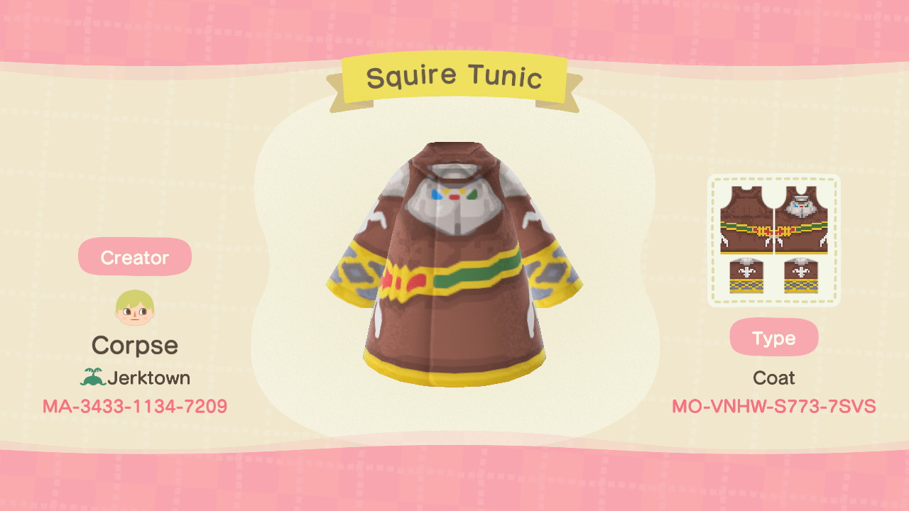 An outfit for Rad or a generic male squire. It is titled 'Squire Tunic.'