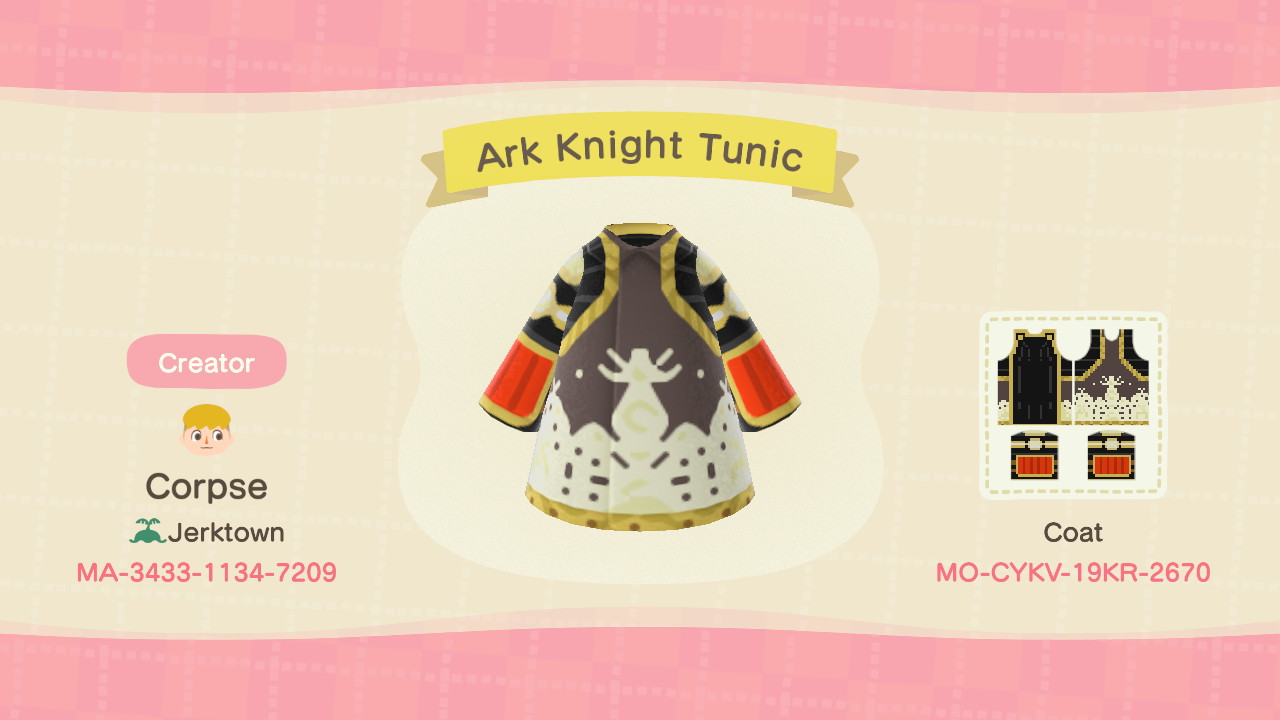 An outfit for Zalbag Beoulve. It is titled 'Ark Knight Tunic.'