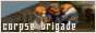 A banner for Corpse Brigade. It features an animation of Duke Larg getting stabbed.
